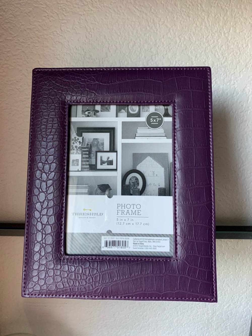 Threshold Deep Plum Purple Faux Croc Picture Frame 5x7 Decorative Photo Frame - Picture 10 of 10